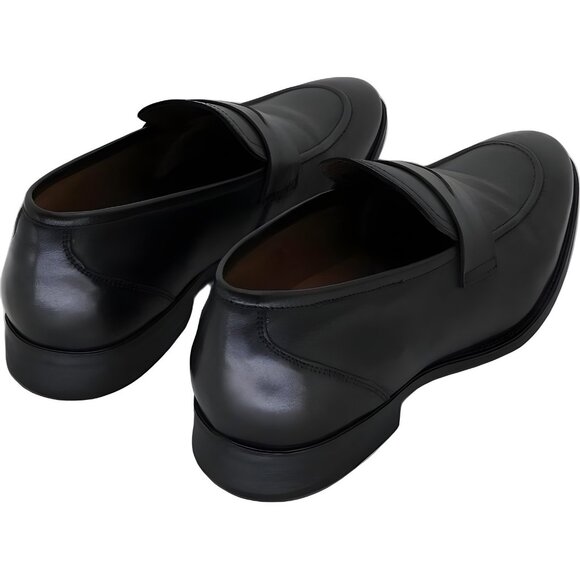 Thomas Vine Bishop Penny Loafers Black Leather Apron Toe Dress Shoes 10.5M - Picture 3 of 6